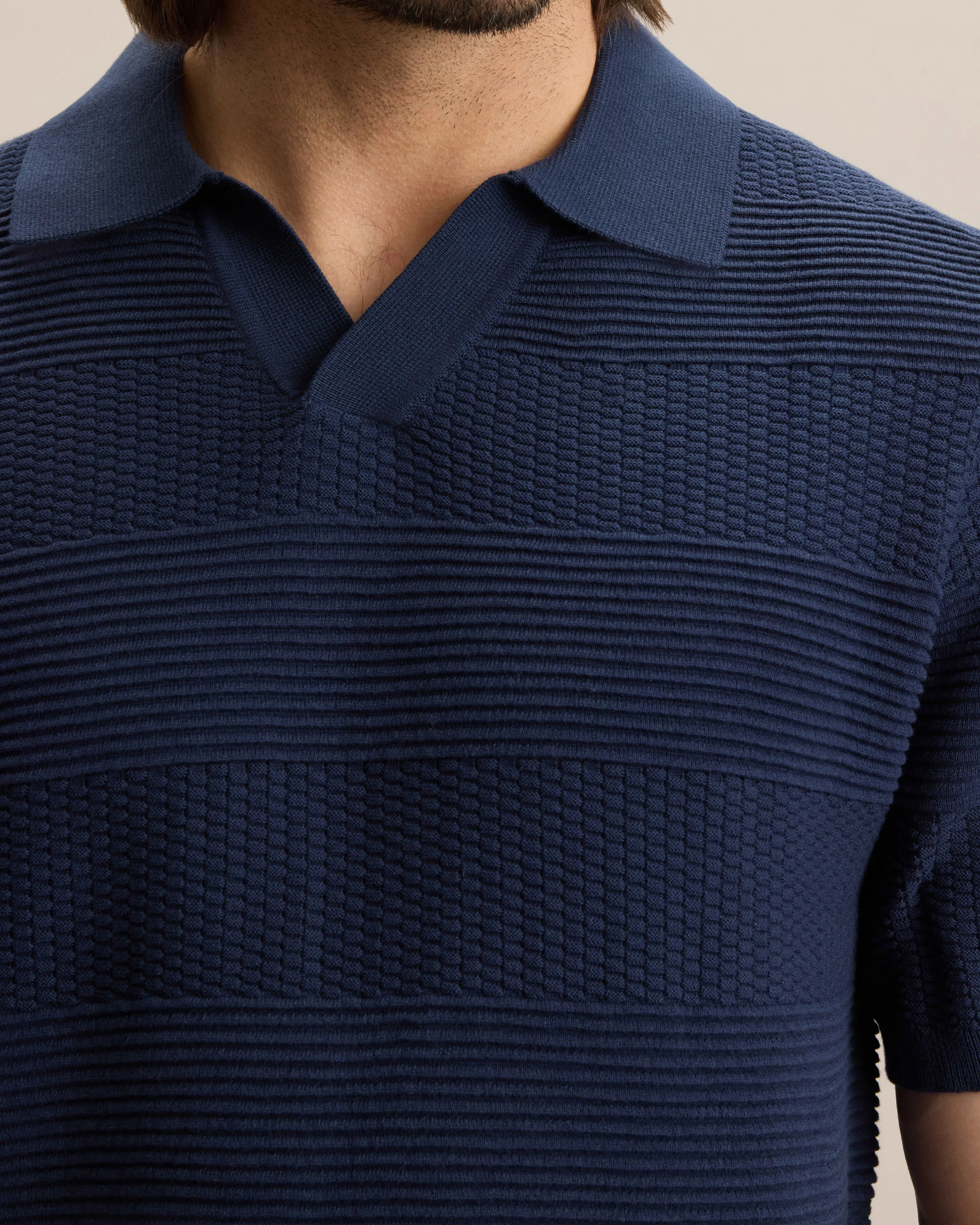 ENGINEERED STRIPE JOHNNY COLLAR POLO - Image 4