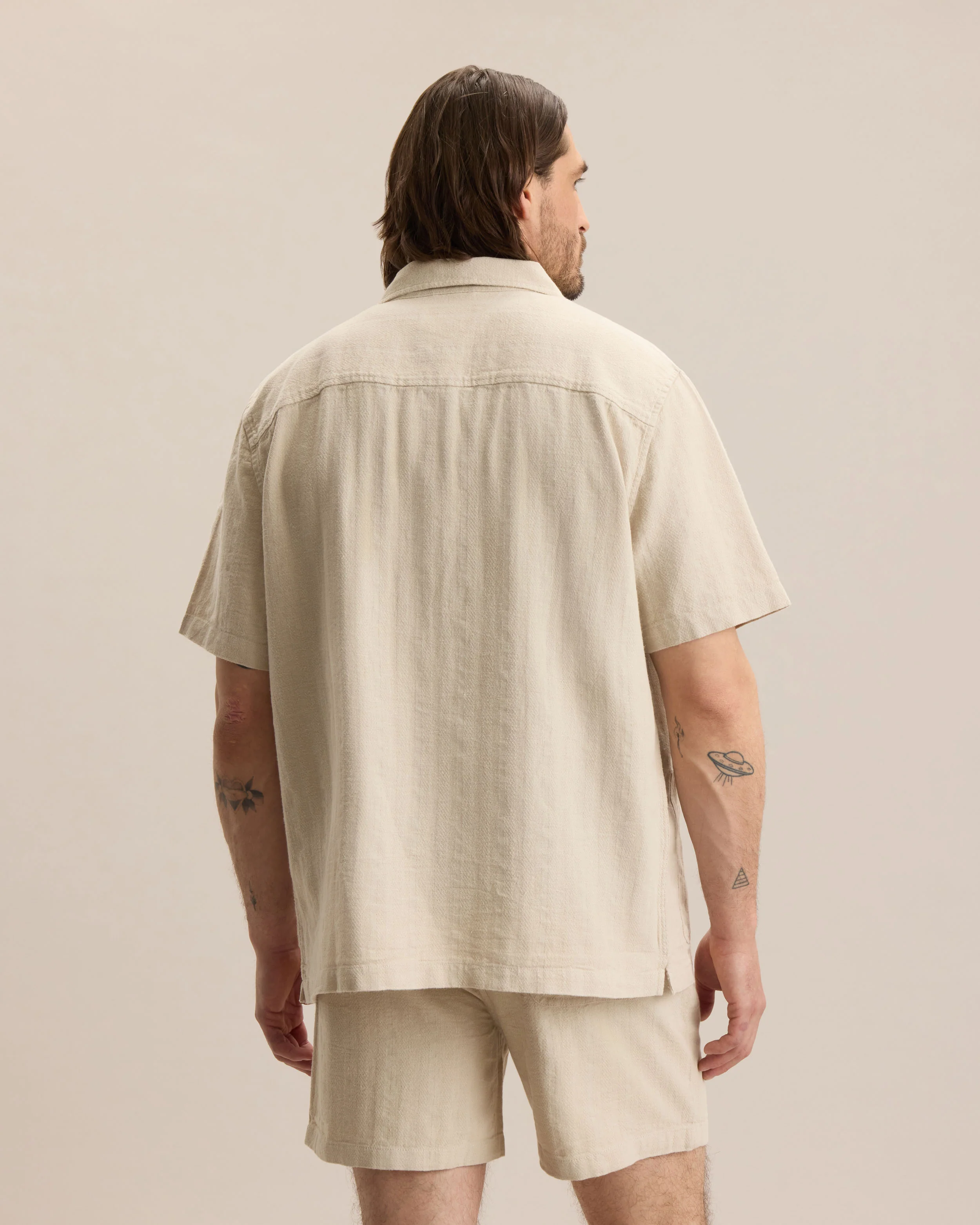 HEMP HERRINGBONE OVERSHIRT - Image 3